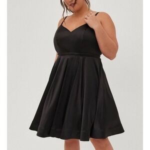 NWT Torrid Black Satin Skater Dress Sz 10 Witchy goth whimsigoth punk rock Emo‎